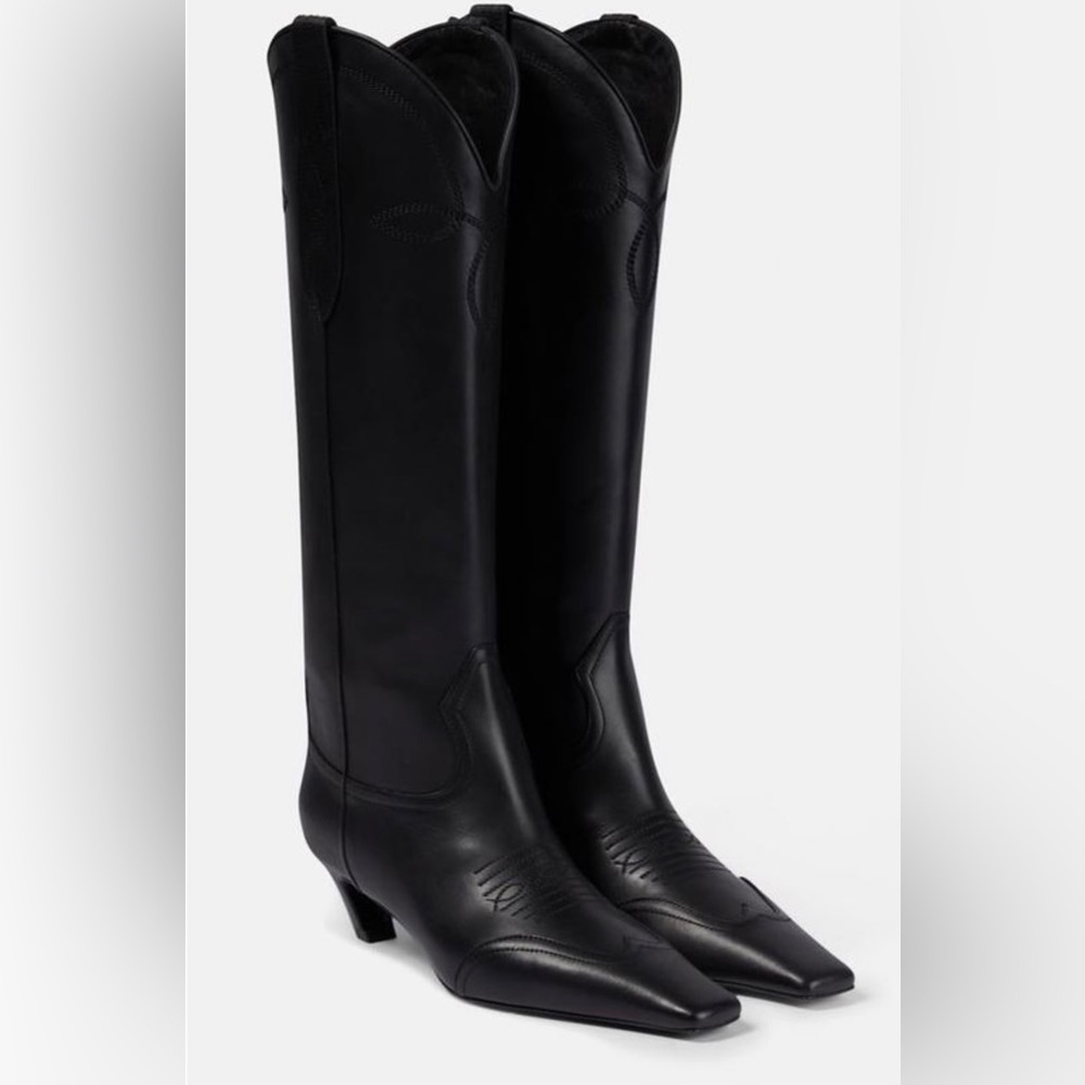 ::SOLD:: KHAITE The Dallas Knee High boot in Black Leather 38.5